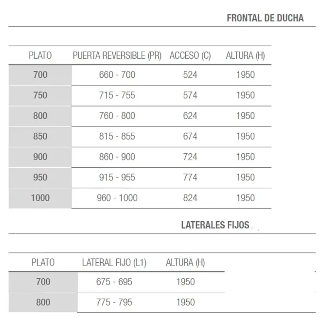 FICHA MAMPARA DE DUCHA PIVOTANTE 1 HOJA + 1 FIJO HABITAT PLATA BRILLO SALGAR