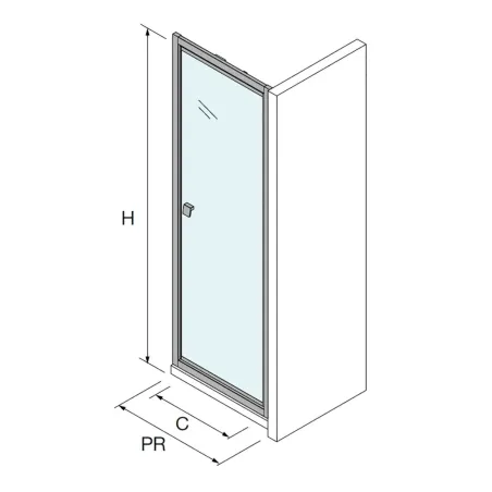 PLANO MAMPARA DE DUCHA PIVOTANTE 1 HOJA HABITAT NEGRO MATE SALGAR