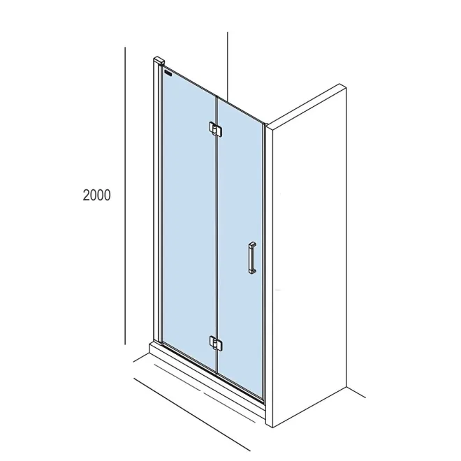 PLANO MAMPARA DE DUCHA PLEGABLE 2 HOJAS ODENSE SALGAR