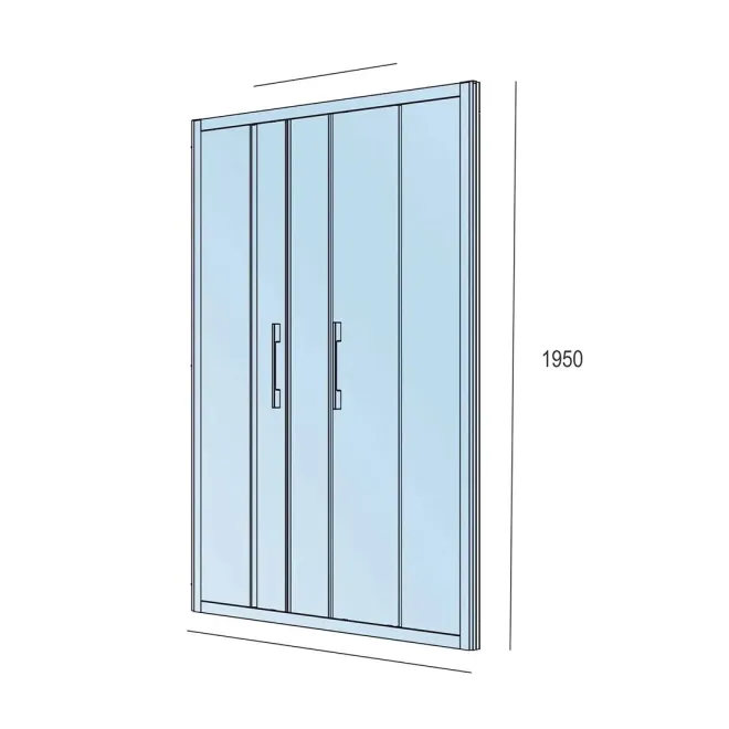 PLANO MAMPARA DE DUCHA CORREDERA 4 HOJAS CLEAR SALGAR