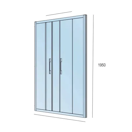 PLANO MAMPARA DE DUCHA CORREDERA 4 HOJAS CLEAR SALGAR