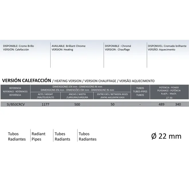 RADIADOR DECORATIVO AGUA SICILIA RODRIGUEZ CALDERON CROMO  TÉCNICA