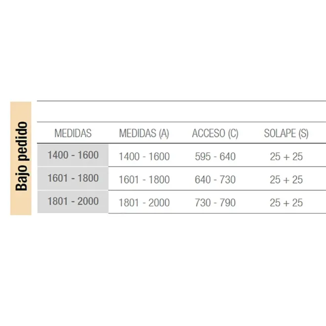 FICHA MAMPARA DE DUCHA CORREDERA 4 HOJAS CLEAR A MEDIDA SALGAR