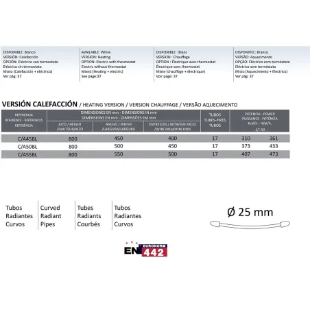 RADIADOR TOALLERO AGUA CAPRI RODRIGUEZ CALDERON BLANCO TÉCNICO