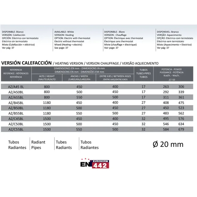 RADIADOR TOALLERO AGUA AZORES RODRIGUEZ CALDERON BLANCO TÉCNICO