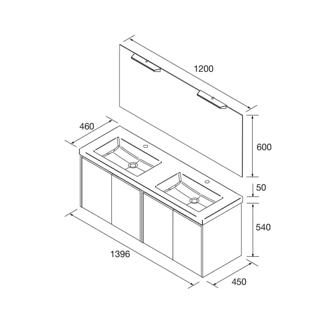 PLANO CONJUNTO MUEBLE DE BAÑO NOJA 4 PUERTAS SALGAR