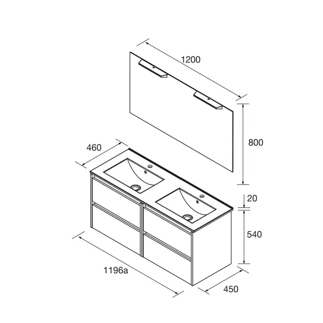 PLANO CONJUNTO MUEBLE DE BAÑO NOJA 4 CAJONES SALGAR