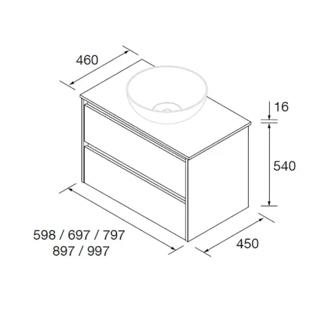 PLANO MUEBLE DE BAÑO NOJA 2 CAJONES SALGAR