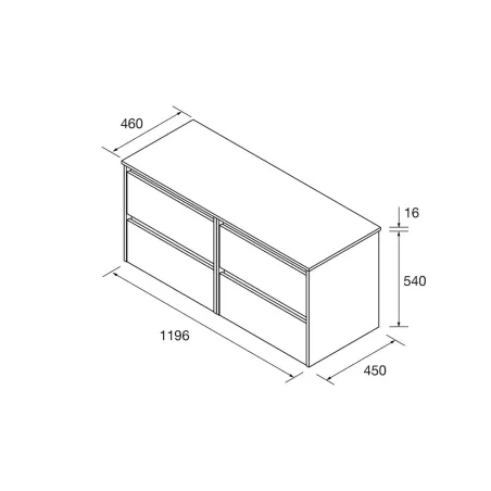 PLANO MUEBLE DE BAÑO NOJA 4 CAJONES PARA LAVABO SOBREMUEBLE SALGAR