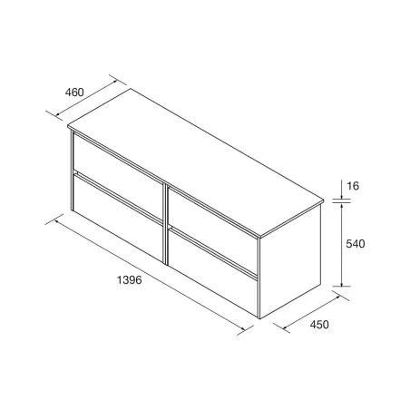 PLANO MUEBLE DE BAÑO NOJA 4 CAJONES PARA LAVABO SOBREMUEBLE SALGAR