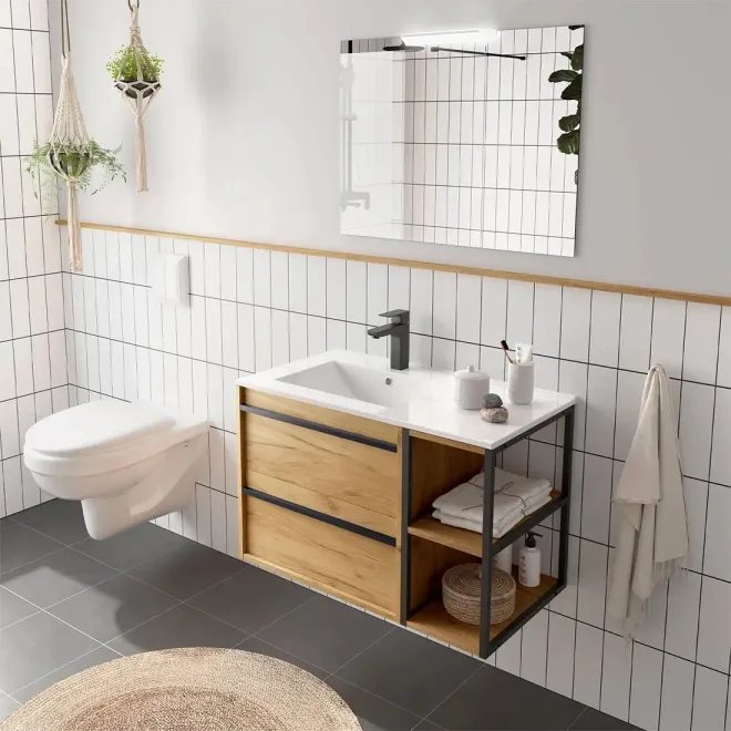 CONJUNTO MUEBLE DE BAÑO ATTILA 2 CAJONES 1 COQUETA ALGAR
