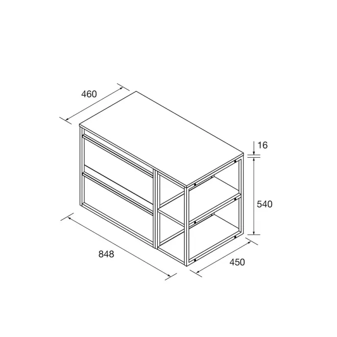 PLANO MUEBLE DE BAÑO ATTILA 85 CM PARA LAVABO SOBREMUEBLE SALGAR