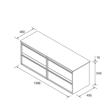 PLANO MUEBLE DE BAÑO ATTILA 4 CAJONES PARA LAVABO SOBREMUEBLE SALGAR
