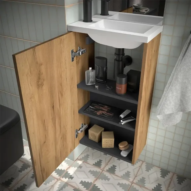 DETALLE CONJUNTO MUEBLE DE BAÑO MARVILE 1 PUERTA SALGAR