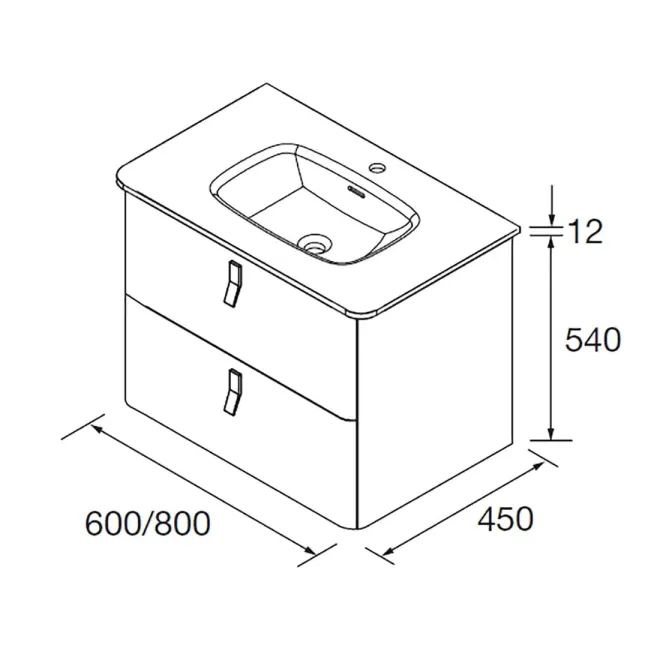 PLANO MUEBLE DE BAÑO UNIIQ 2 CAJONES SALGAR