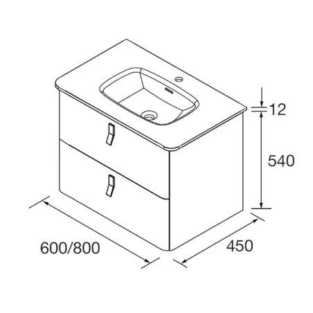 PLANO MUEBLE DE BAÑO UNIIQ 2 CAJONES SALGAR