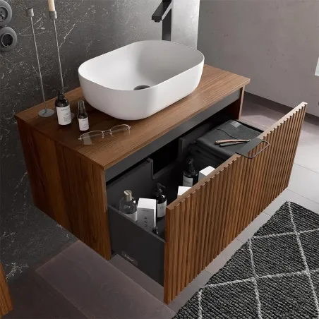 DETALLE MUEBLE DE BAÑO LOOK BIBA 2 CAJONES PARA LAVABO SOBREMUEBLE SALGAR