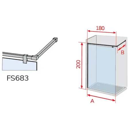 PLANO MAMPARA FIJA DUCHA FRESH SALOMON BARRA A 90 KASSANDRA