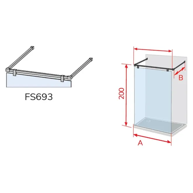PLANO MAMPARA FIJA DUCHA FRESH SALOMON 2 BARRAS A 90 KASSANDRA