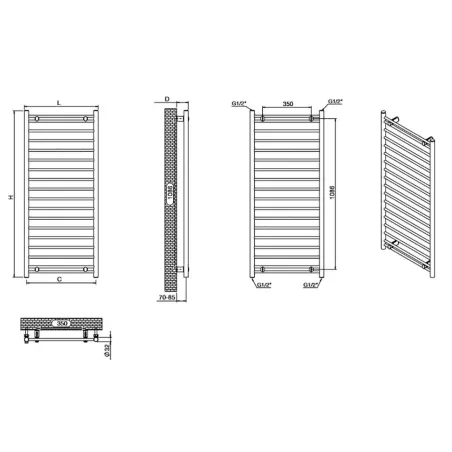 PLANO RADIADOR TOALLERO ECO INOX ACERO INOX CICSA