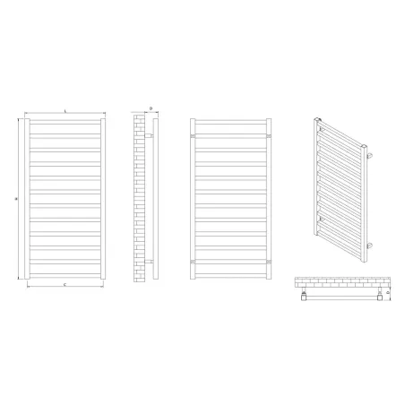 PLANO RADIADOR TOALLERO KARNAK INOX ACERO INOX CICSA