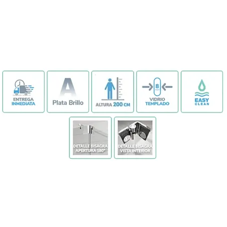 FICHA MAMPARA FIJA DUCHA + ABATIBLE FRESH FR423 KASSANDRA