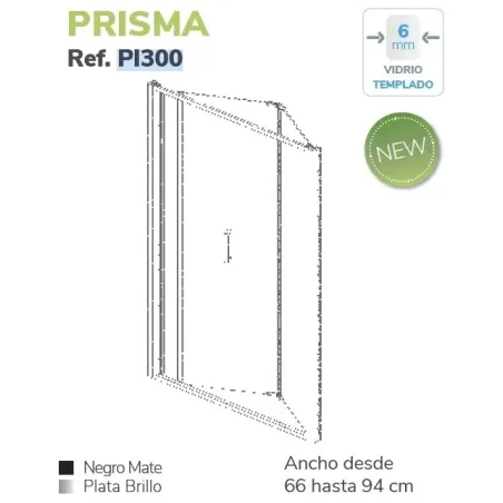 PLANO MAMPARA DUCHA PLEGABLE PRISMA PI300 KASSANDRA