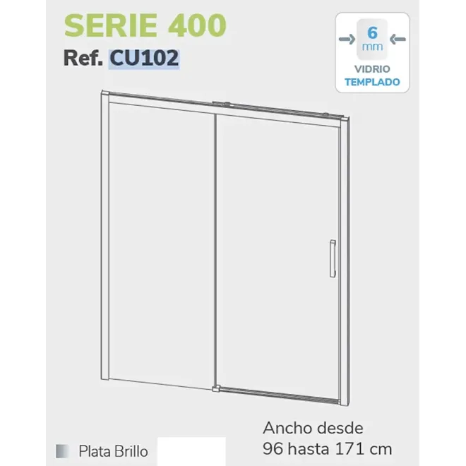PLANO MAMPARA DUCHA FRONTAL CORREDERA S400 KASSANDRA