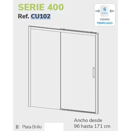 PLANO MAMPARA DUCHA FRONTAL CORREDERA S400 KASSANDRA
