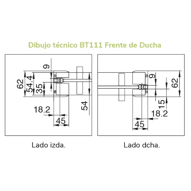 COTAS MAMPARA DUCHA FRONTAL CORREDERA BETTY KASSANDRA