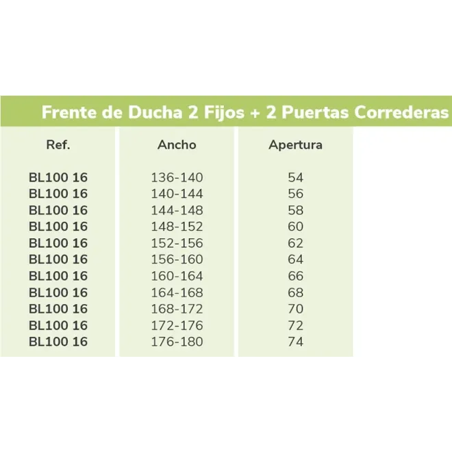 APERTURA MAMPARA DUCHA FRONTAL CORREDERA 4 HOJAS BEL-LA KASSANDRA