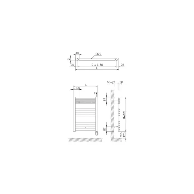 PLANO TOALLERO ELECTRICO ZETA X PORTO CICSA