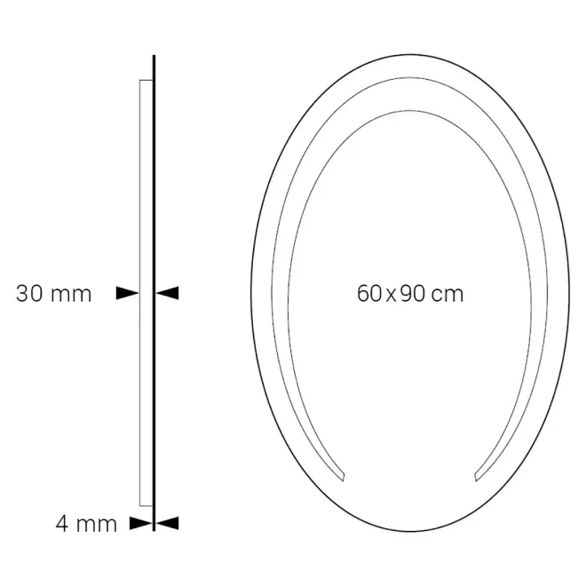 PLANO ESPEJO DE BAÑO CON LUZ LED SUSO OVALADO DYLED