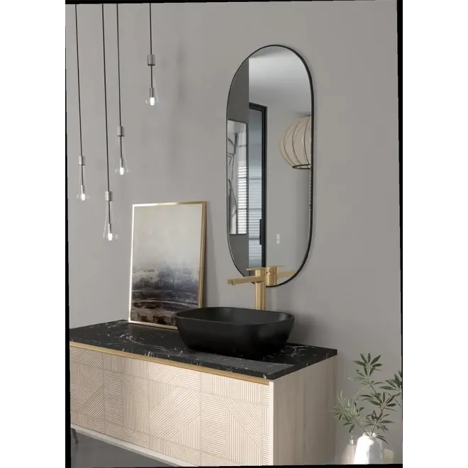 ESPEJO DE BAÑO OVALADO NEGRO TORVISCO