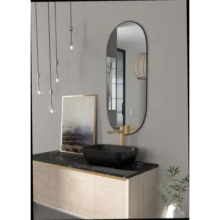 ESPEJO DE BAÑO OVALADO NEGRO TORVISCO