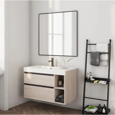 ESPEJO DE BAÑO RECTANGULAR NEGRO TORVISCO
