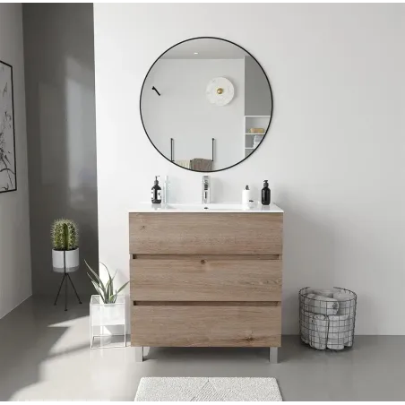 ESPEJO DE BAÑO REDONDO NEGRO TORVISCO