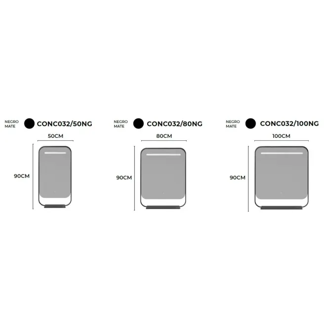 MEDIDAS ESPEJO BAÑO LUZ LED CONCEPT CON CARGADOR PARA MOVIL LEDIMEX