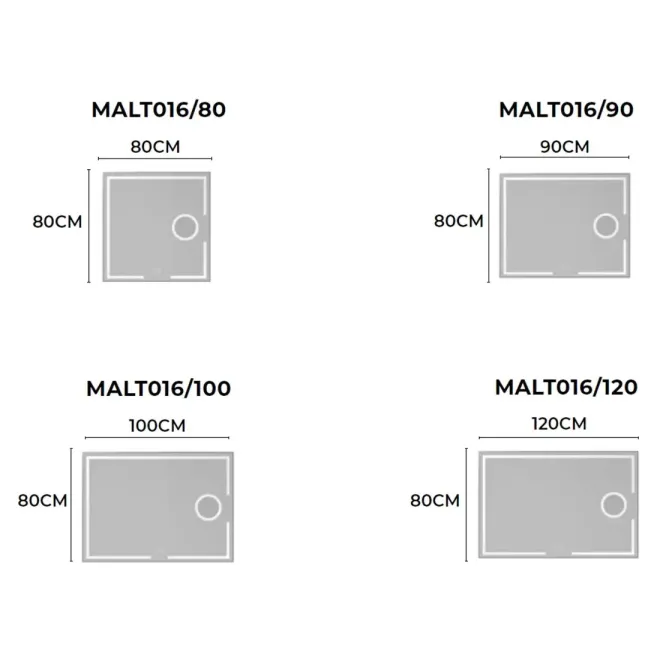 MEDIDAS ESPEJO BAÑO LUZ LED MALTA LEDIMEX