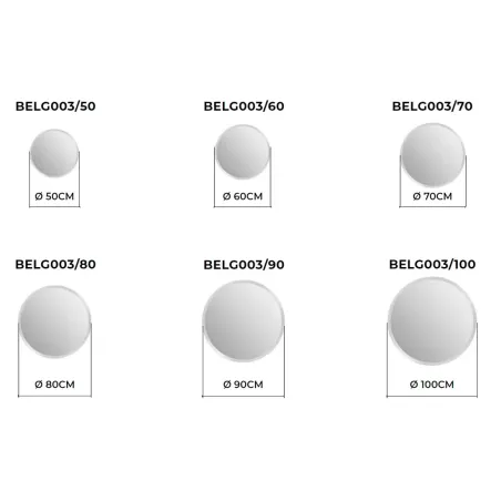 MEDIDAS ESPEJO BAÑO LUZ LED BELGICA REDONDO LEDIMEX