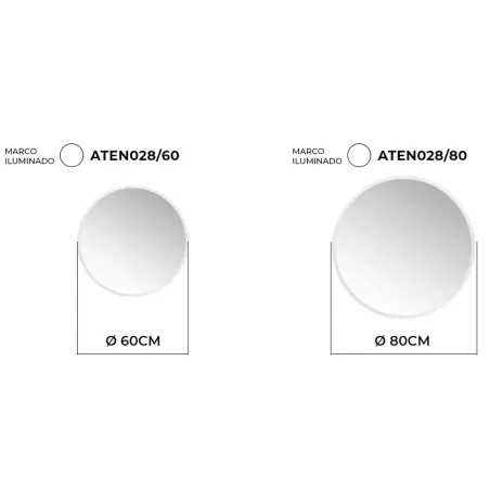 MEDIDAS ESPEJO BAÑO LUZ LED ATENAS REDONDO LEDIMEX