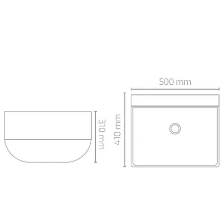 MEDIDAS LAVABO SUSPENDIDO BLOK SOLID SURFACE BAALNEO