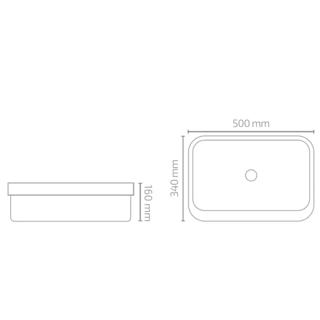 MEDIDAS LAVABO SEMIENCASTRE PAUL SOLID SURFACE BAALNEO