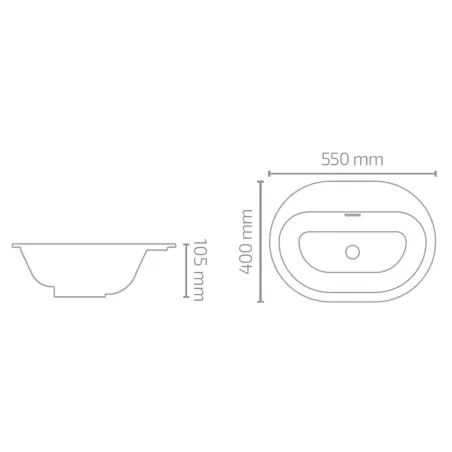 MEDIDAS LAVABO SEMIENCASTRE OVOL SOLID SURFACE BAALNEO