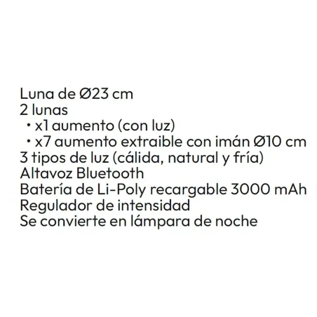FICHA ESPEJO DE SOBREMESA CON BLUETOOTH