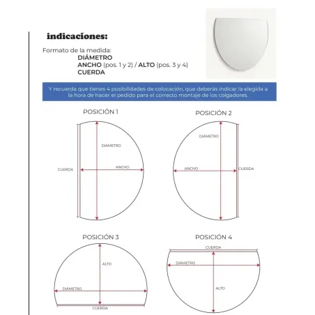 Espejo de baño a medida luz LED semicircular Sirius Bathdecor