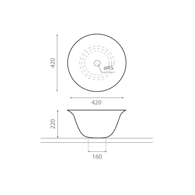 MEDIDAS LAVABO SOBREENCIMERA NORDIC NEGRO BATHCO