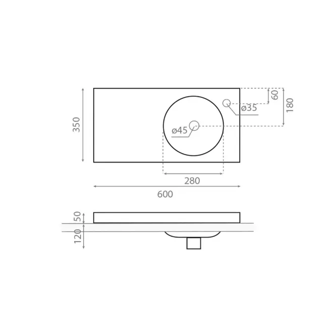 MEDIDAS LAVABO SOBREENCIMERA OASIS BATHCO