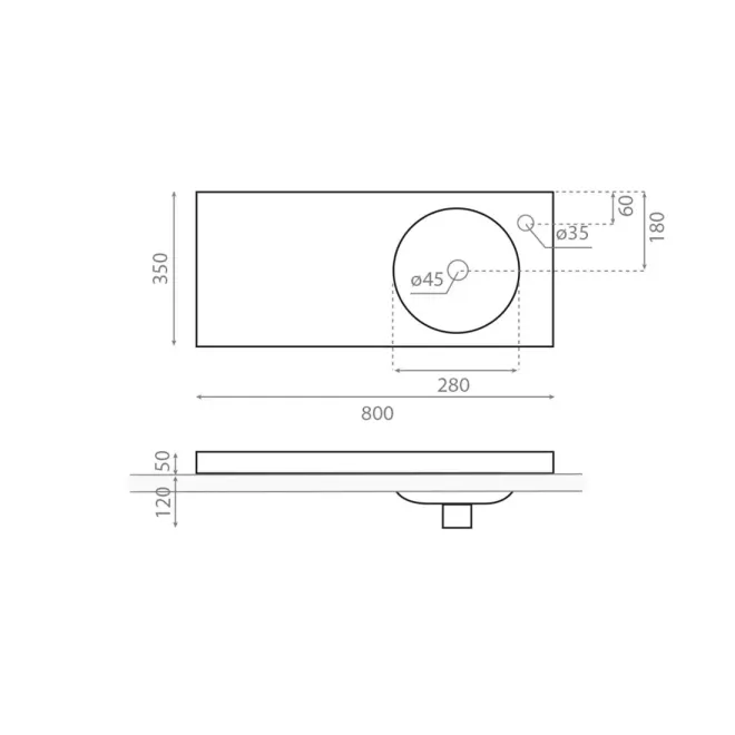 MEDIDAS LAVABO SOBREENCIMERA OASIS BATHCO
