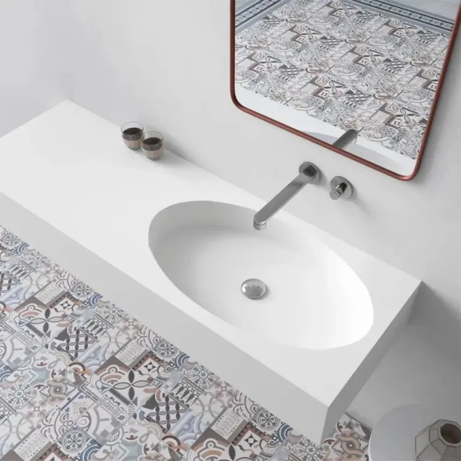 ENCIMERA SOLID SURFACE A MEDIDA MIAMI CON FALDON BAALNEO